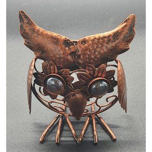 Copper Owl Candle Tealight Holder Cut Out Glow